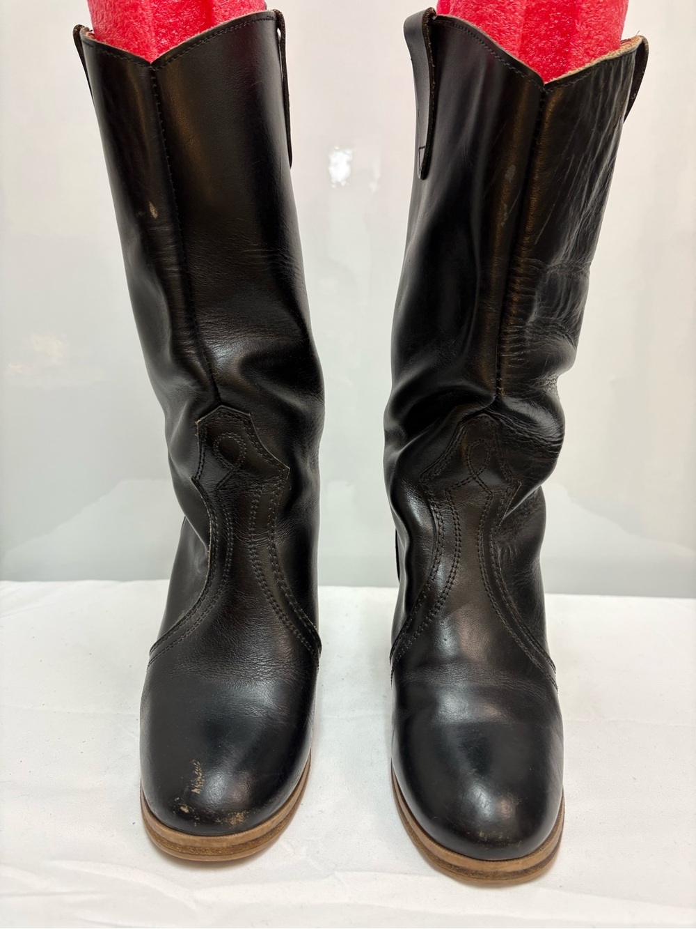 Vintage 1970s/1980s Hanna Leather Slouchy Heeled Boots Size 4 fits US 6.5-7 - Picture 4 of 12